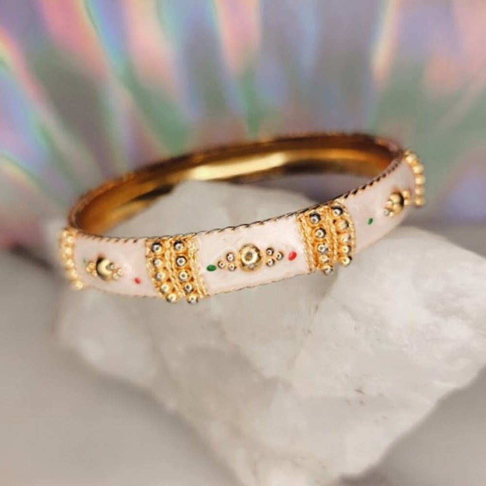 Bellagio Peach Enameled 24Kt Gold Filled Bangle